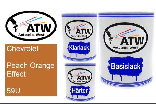 Chevrolet, Peach Orange Effect, 59U: 1L Lackdose + 1L Klarlack + 500ml Härter - Set, von ATW Autoteile West.